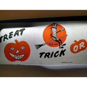 Mr Peanut Halloween Wax Paper Steamer Banner Original 1940s Planters Peanuts Art